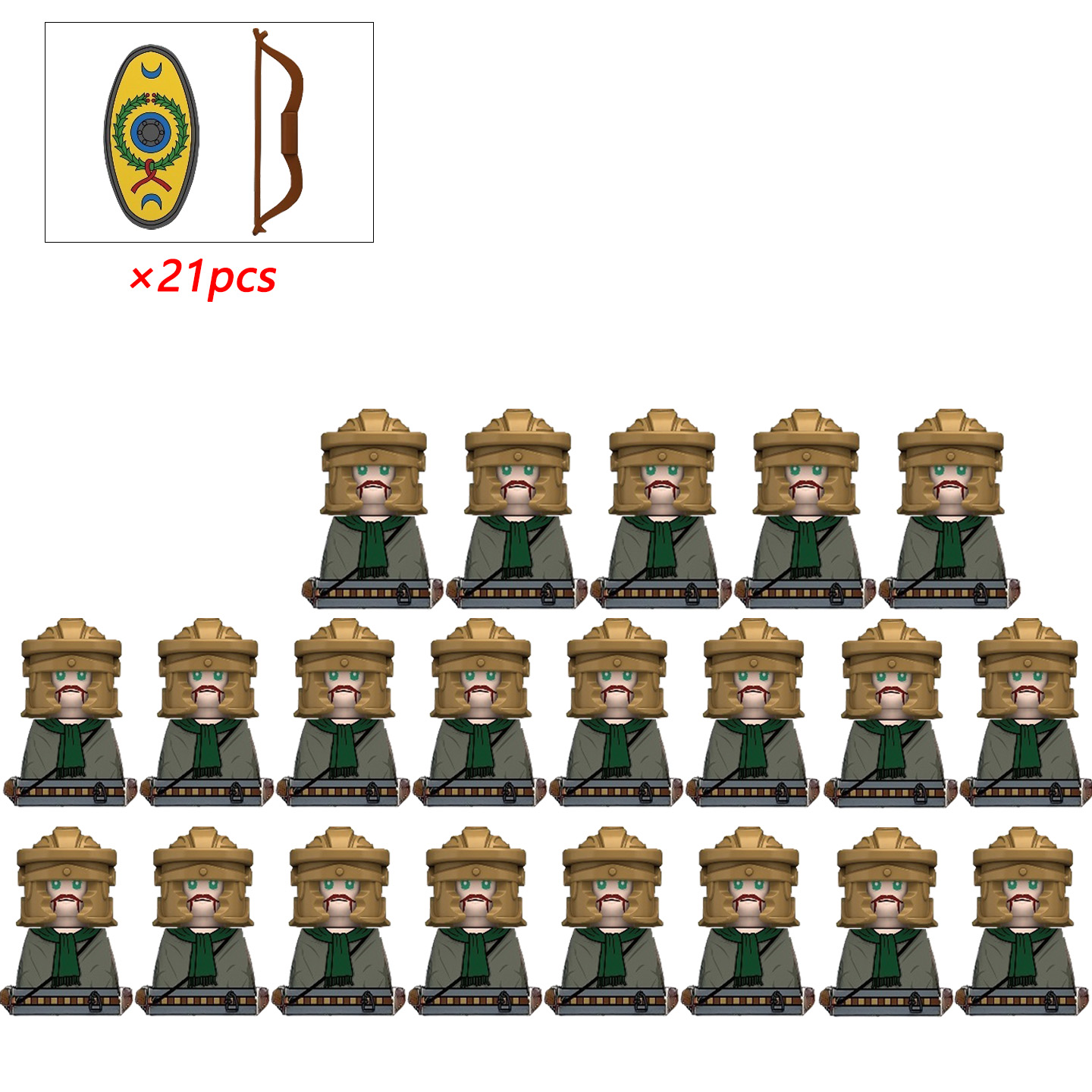 Lego Minifigure Holder - 21 adet MOC Yaratıcı Ortaçağ Kinghts